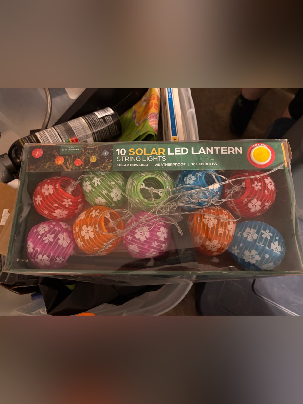 10-Pack Multicolor Solar LED Lantern String Lights - Home Party Supplies
